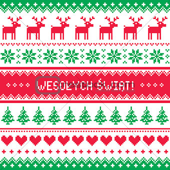 Wesolych Swiat card - scandynavian christmas pattern