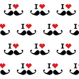 I love mustche or moustache seamless pattern