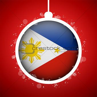 Merry Christmas Red Ball with Flag Philippines