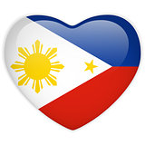 Philippines Flag Heart Glossy Button