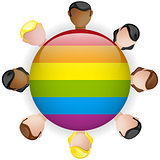 Gay Flag Group Crowd Icon LGBT