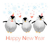 Christmas card with funny penguins