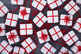 Christmas presents on gray background