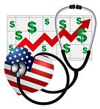 Stethoscope Heart with US Flag and Chart