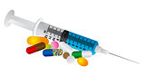 Syringe with Medication Drugs Pills Illustration