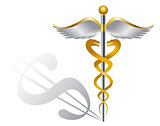 Caduceus Medical Symbol and Dollar Sign Illustration