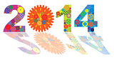 Happy New Year 2014 with Colorful Gears Illustration
