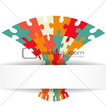 Puzzle background with banner. Illustration for your business presentation.