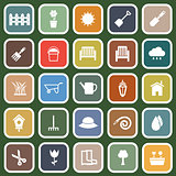 Gardening flat icons on green background