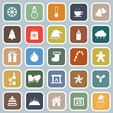 Winter flat icons on blue background