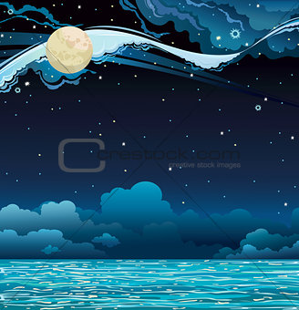 Night sky and sea/