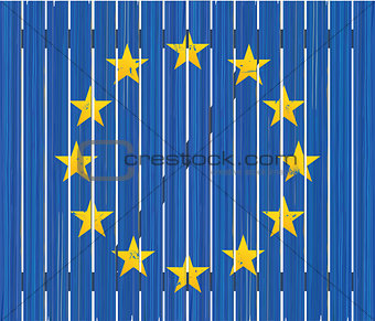 European flag on wooden fence