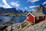 Red rorbu fishing hut