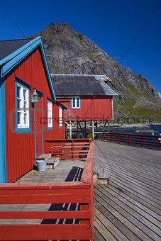Red rorbu fishing huts
