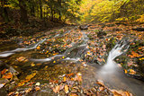 Beautiful waterfall  cascade and fall foliage