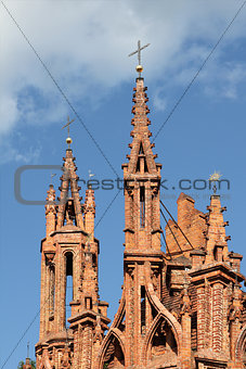 Gothic towers of St. Anna's Church in Vilnius,  Lithuania.
