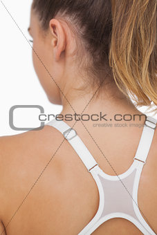 Rear view of young woman wearing a sports bra