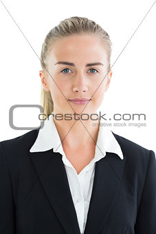 Content young businesswoman looking at camera