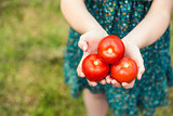 Woman holding some tomatoes