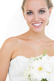 Beautiful bride posing smiling at camera
