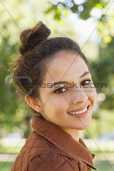 Portrait of pretty woman wearing a coat