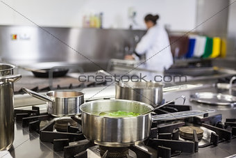 Different pots cooking on hotplate