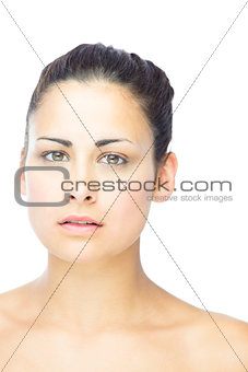 Front view of lovely woman looking at camera