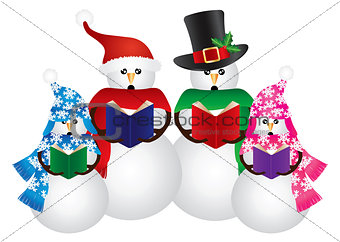 Snowman Christmas Carolers Illustration