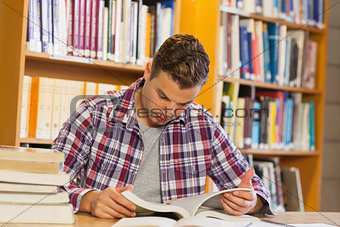 Handsome calm student studying his books