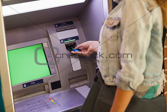 Student withdrawing cash