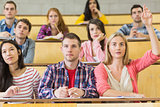 Concentrating students at the lecture hall