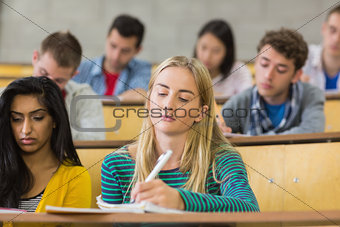 Students at the college lecture hall