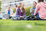 College students sitting in the park