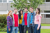 Group portrait of college students in the park