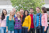Group portrait of college students in park