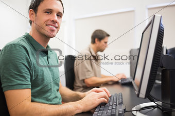 Mature students in computer room