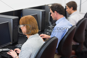 Mature students in the computer room