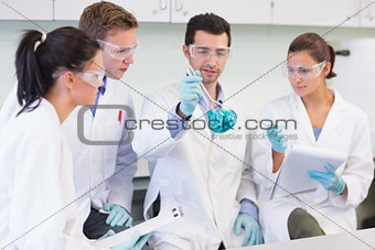 Scientists working on an experiment at the lab