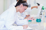 Researchers working on experiments in the laboratory