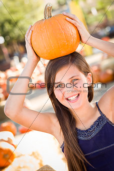 Preteen Girl Portrait at the Pumpkin Patch