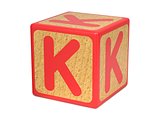 Letter K on Childrens Alphabet Block.