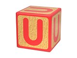 Letter U - Childrens Alphabet Block.