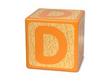 Letter D on Childrens Alphabet Block.