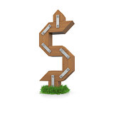 Wooden dollar sign in the grass
