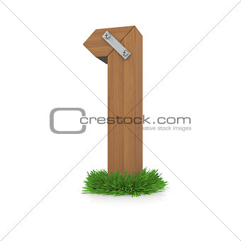 Wooden number one in the grass