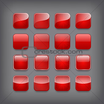 Set of blank red buttons for you designor app.