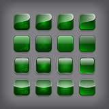 Set of blank green buttons