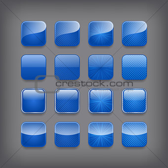 Set of blank blue buttons