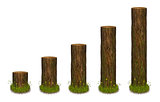 Statistics chart  in the form of tree trunks