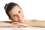 Portrait of a beautiful natural woman facial with a white perfect smile